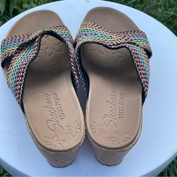 Skechers Wedges Womens 7 Beverlee Delighted Sandals Multicolor 38554 Geometric - Picture 6 of 10